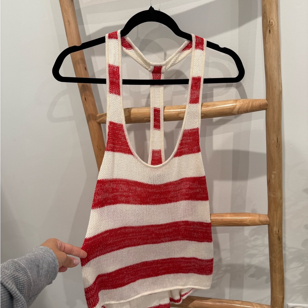 Dolce Vita knit Red and White Striped Women's Tank Top